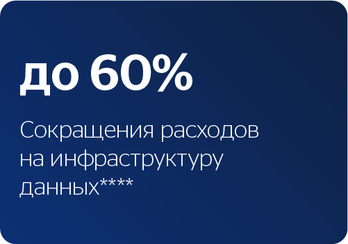 До 60% сокращение расходов на инфраструктуру данных