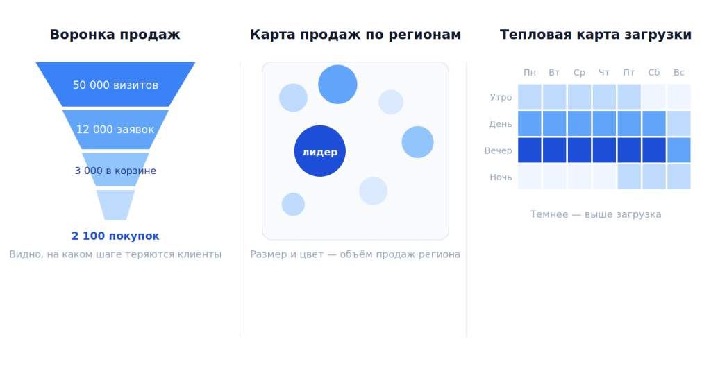 Воронка, карта и&nbsp;тепловая карта